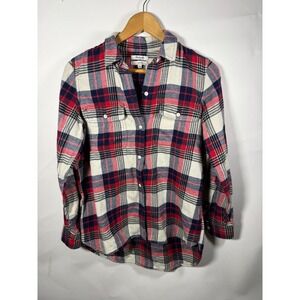 Madewell Classic Plaid Flannel Shirt Red Navy Cream Button Down Women S